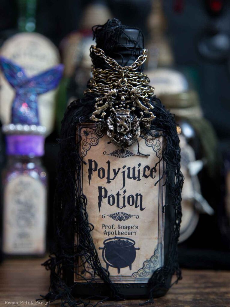 polyjuice potion - Halloween potion bottles diy harry potter potions and labels-how to make apothecary bottles- Press Print Party