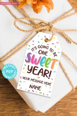 EDITABLE Back to School Gift Tags Printable, First Day of School Gift Tags, It's Going to be One Sweet Year Tag, INSTANT DOWNLOAD Press Print Party