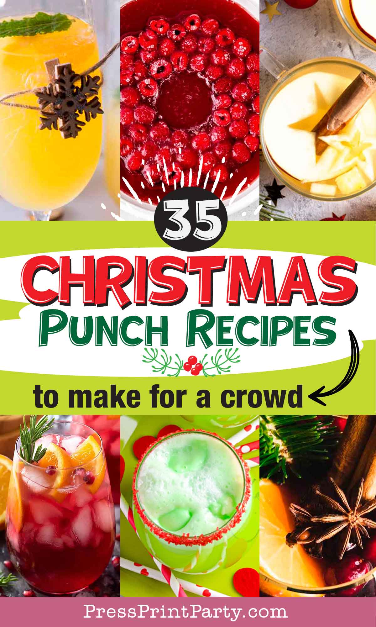 35 Great Christmas Punch Recipes to Make for a Crowd - holiday party punch - Press Print Party