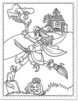 witch -10 halloween coloring pages free printable book for kids - Halloween coloring sheets - Press Print Party!