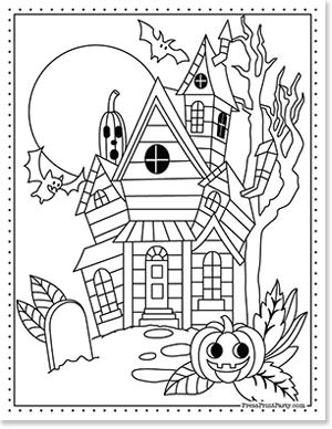 haunted mansion - 10 halloween coloring pages free printable book for kids - Halloween coloring sheets - Press Print Party!