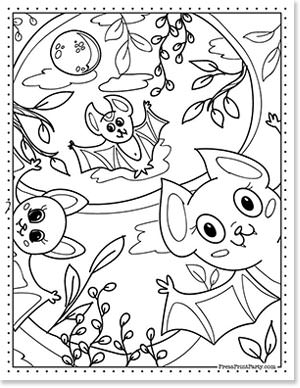 bats in the night -10 halloween coloring pages free printable book for kids - Halloween coloring sheets - Press Print Party!