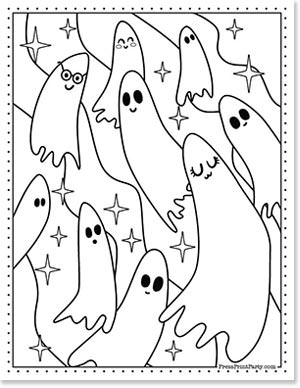 ghosts - 10 halloween coloring pages free printable book for kids - Halloween coloring sheets - Press Print Party!