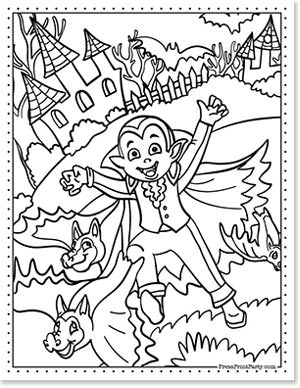 vampire and bats -10 halloween coloring pages free printable book for kids - Halloween coloring sheets - Press Print Party!