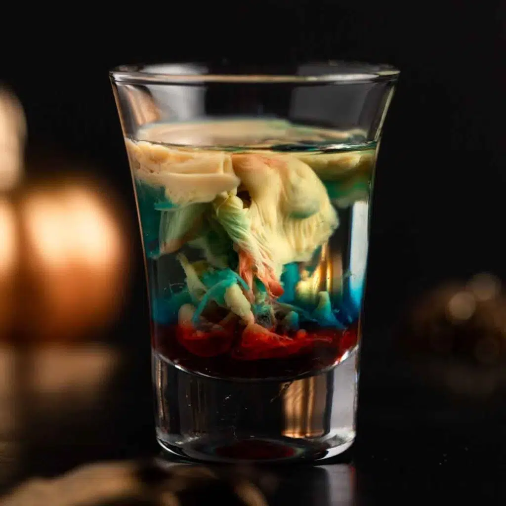 alien brain hemorrhage shot- 33 Wickedly Fun Recipes for Halloween Drinks ideas non alcoholic for Kids & alcoholic for Adults - Press Print Party