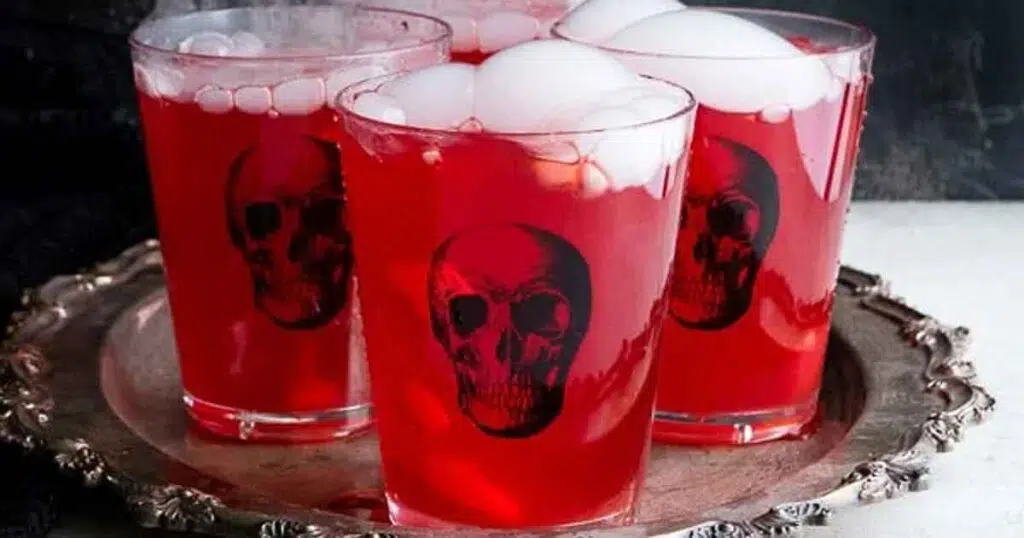 vampire punch red- 33 Wickedly Fun Recipes for Halloween Drinks ideas non alcoholic for Kids & alcoholic for Adults - Press Print Party