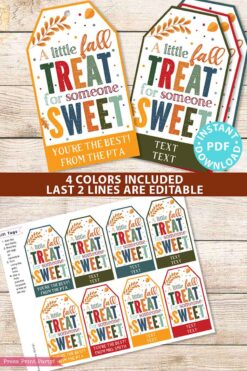Thanksgiving Tags Printable, A Little Fall Treat for Someone Sweet, Fall Gift Tag, Friendsgiving, Teacher, Staff, Nurse, INSTANT DOWNLOAD Press Print Party