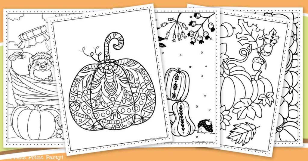 Free Pumpkin Printable Coloring Pages For Fall - Press Print Party zentangle pumpkin, in cart and in baskets