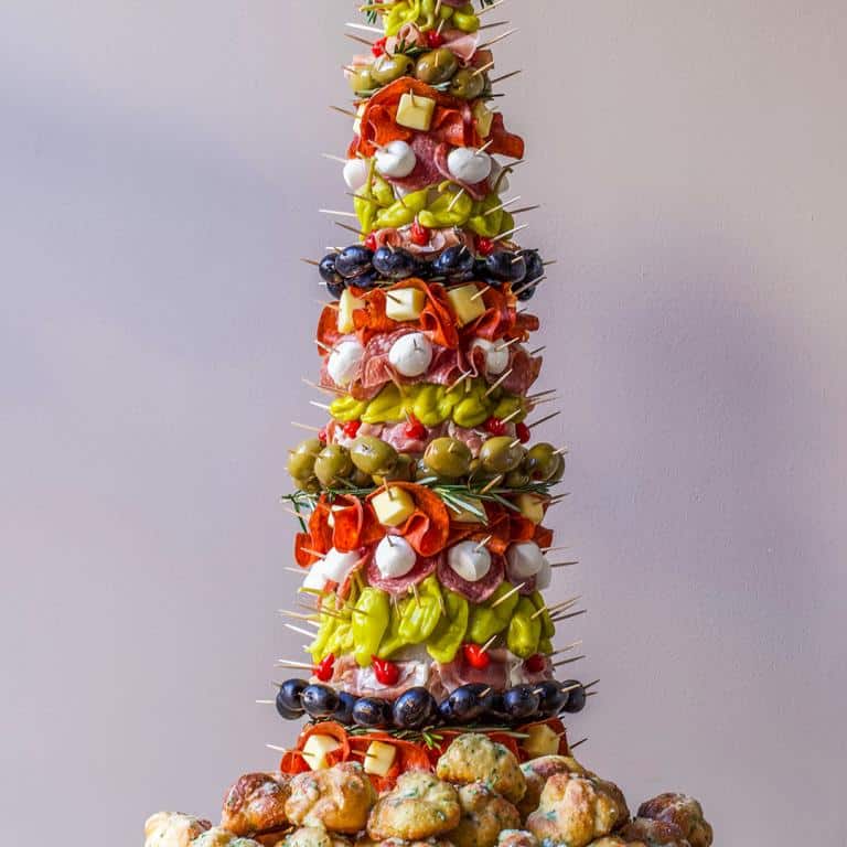 Christmas Tree Appetizers - Press Print Party - antipasto tree on foam