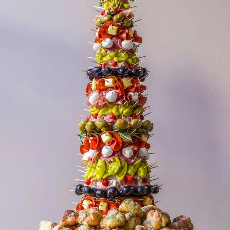 Christmas Tree Appetizers - Press Print Party - antipasto tree on foam