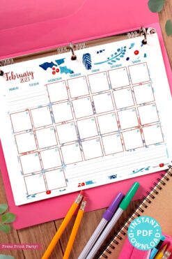 press print party 2023 Calendar Printable Bundle, Watercolor design, Bullet Journal Inserts, Monthly Calendar, Daily Routine Tracker, INSTANT DOWNLOAD monday start