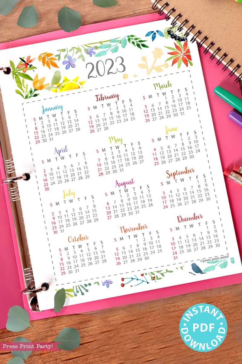 2023 Printable Calendar Set, Monday [for bullet journals or binders]