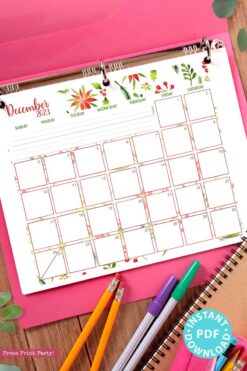 press print party 2023 Calendar Printable Bundle, Watercolor design, Bullet Journal Inserts, Monthly Calendar, Daily Routine Tracker, INSTANT DOWNLOAD