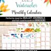 press print party 2023 Calendar Printable Bundle, Watercolor design, Bullet Journal Inserts, Monthly Calendar, Daily Routine Tracker, INSTANT DOWNLOAD monday start