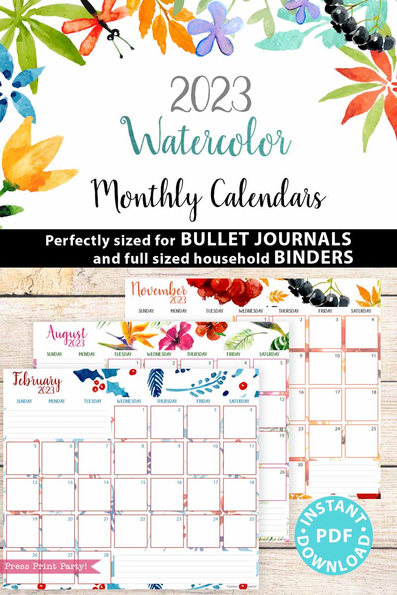 2023 Monthly Planner Inserts PRINTED Planner Inserts & 