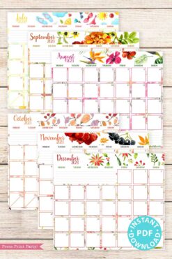 press print party 2023 Calendar Printable Bundle, Watercolor design, Bullet Journal Inserts, Monthly Calendar, Daily Routine Tracker, INSTANT DOWNLOAD monday start