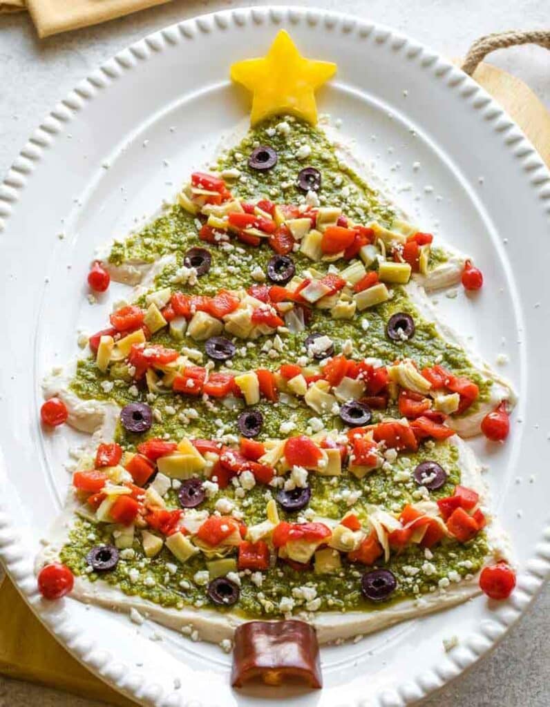 Christmas Tree Appetizers - Press Print Party - avocado dip