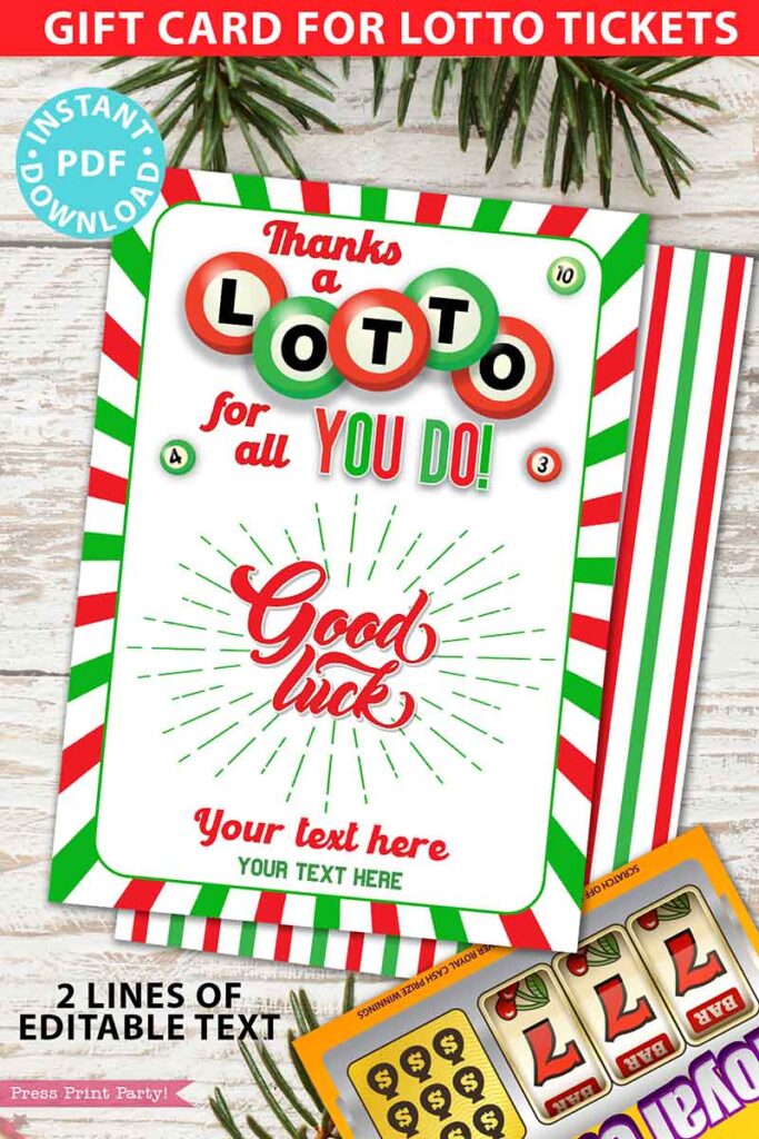 Christmas Lottery Ticket Holder, Thanks a Lotto for all you do Press