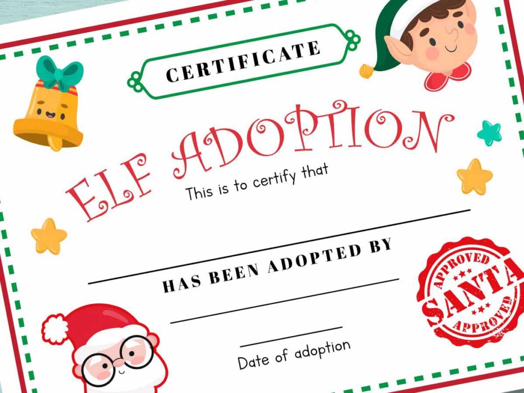 Elf adoption certificate - Free Elf on the Shelf Printables to Save Moms Time Press Print Party