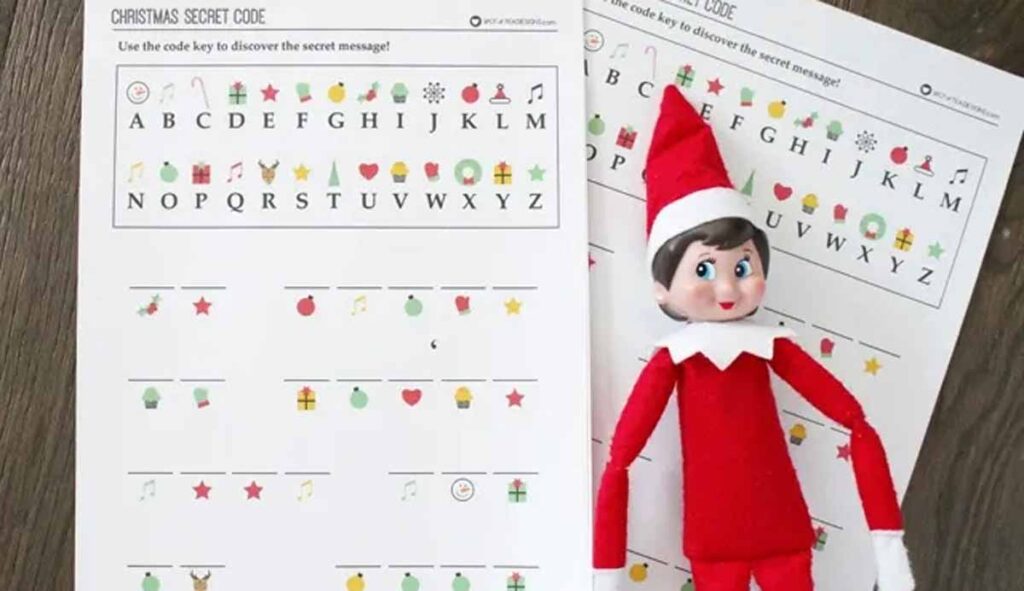 secret code activity - Free Elf on the Shelf Printables to Save Moms Time Press Print Party