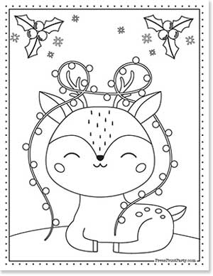 Reindeer - Festive Free Coloring Pages for Christmas Printable Press Print Party