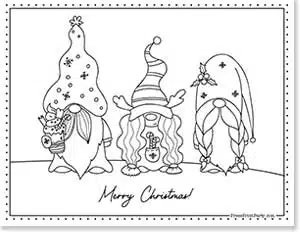 Gnomes - Festive Free Coloring Pages for Christmas Printable Press Print Party