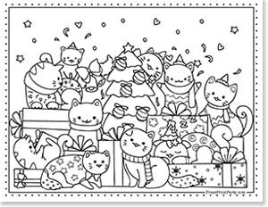 Christmas cats Festive Free Coloring Pages for Christmas Printable Press Print Party