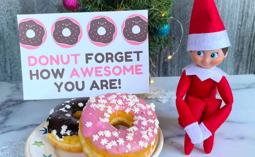donut elf card - Free Elf on the Shelf Printables to Save Moms Time Press Print Party