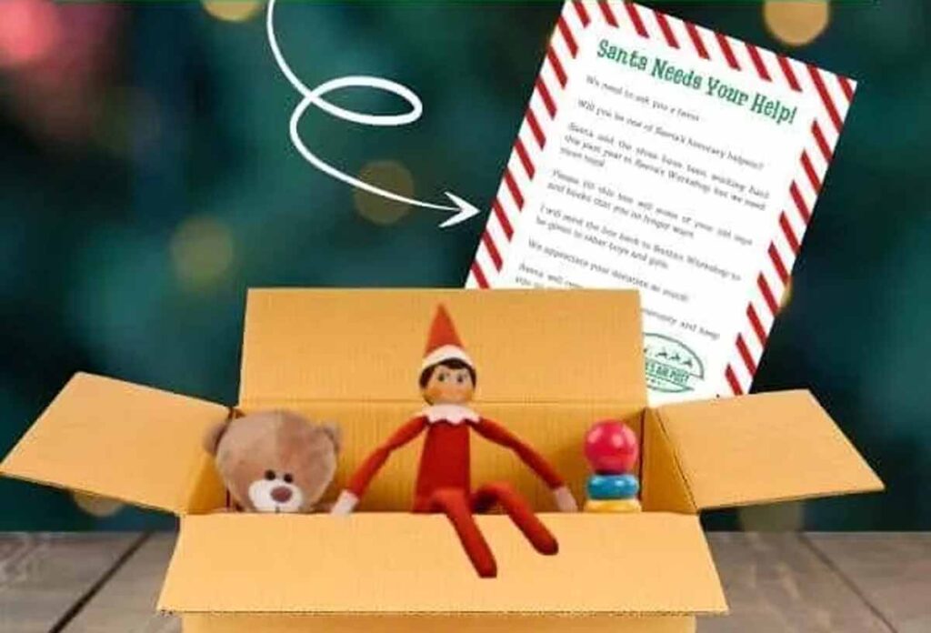 donate toy elf card - Free Elf on the Shelf Printables to Save Moms Time Press Print Party