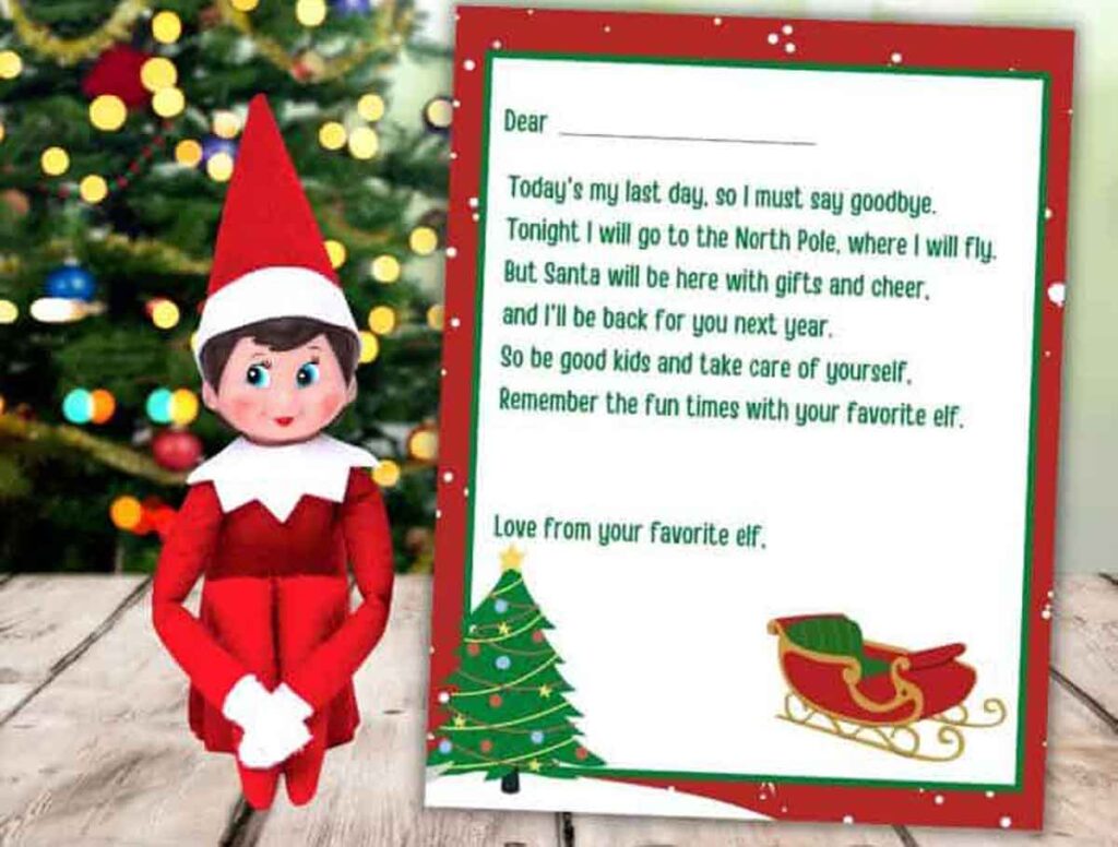 Goodbye letter - Free Elf on the Shelf Printables to Save Moms Time Press Print Party