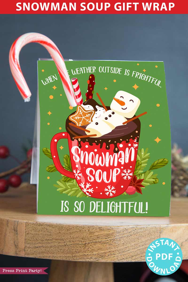 Printable Christmas Hot Cocoa Kit Party Favor Treat Bag Topper