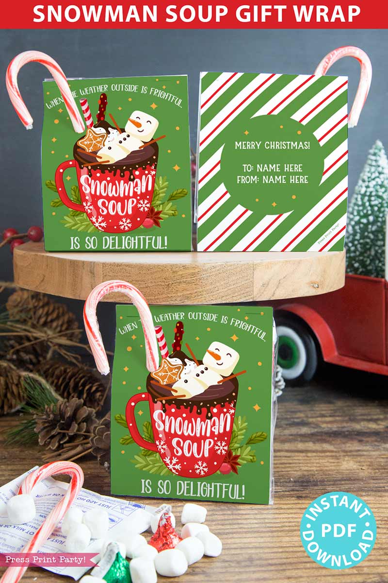 Printable Christmas Hot Cocoa Kit Party Favor Treat Bag Topper