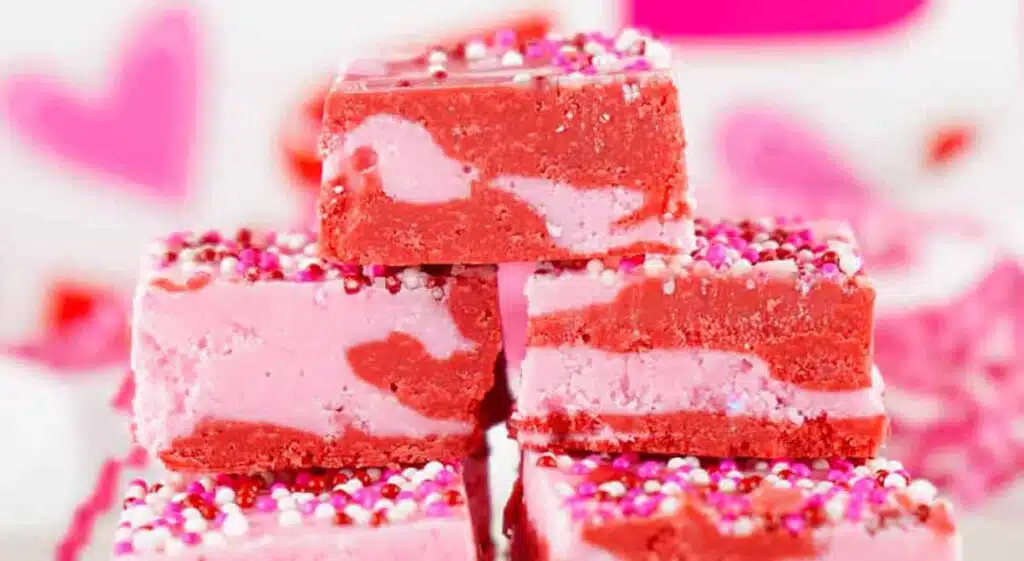 Easy strawberry fudge - Valentine Snack Ideas for Classroom parties at school - Press Print Party!