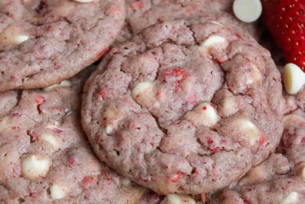 strawberry white chocolate chip cookies -Valentine Snack Ideas for Classroom parties at school - Press Print Party!