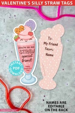 Silly straw valentine, Crazy Straw Valentines Cards Printable, Ex- Straw Special Friend, EDIT names, Kids Valentines Gifts, Classroom Valentine, INSTANT DOWNLOAD Press Print Party!