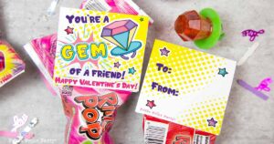 Free Ring Pop Valentines Printable Tag "You're a Gem of a Friend!" Valentine's day cards free printable for valentine's day - Press Print Party!