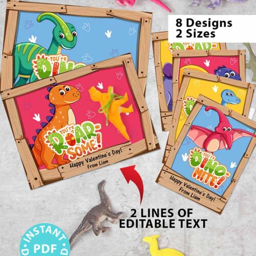 Dinosaur Valentine Cards Printable - Jurassic