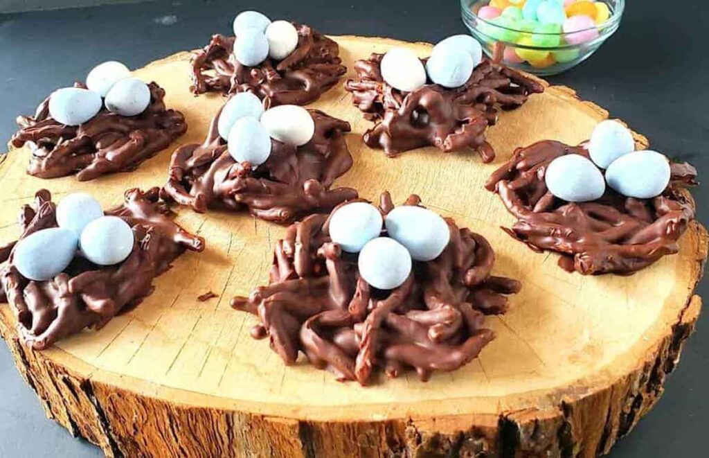 chocolate birds nests- Beautiful Easter Charcuterie Board Ideas - Press Print Party