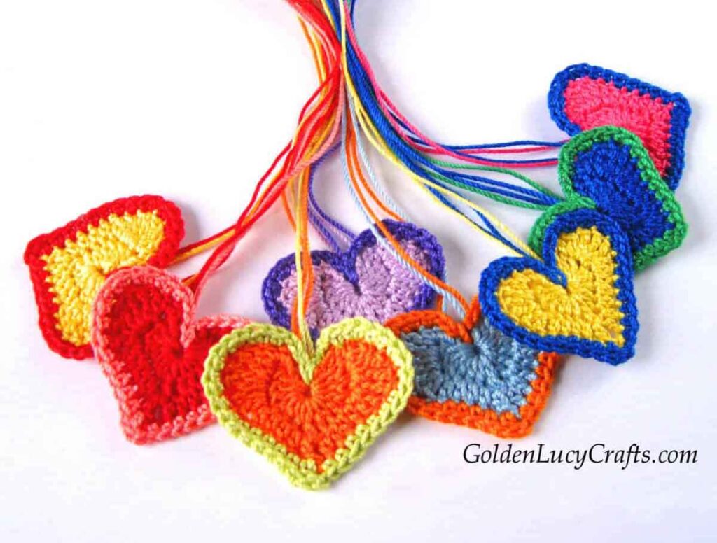 crochet hearts diy colorful- The ultimate list of Classroom Valentine Gift Ideas for Kids - Press Print Party!