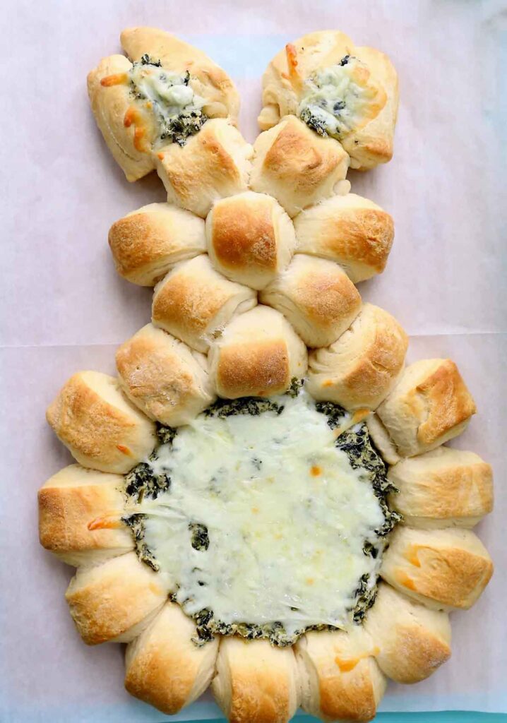pull apart bunny bread- Beautiful Easter Charcuterie Board Ideas - Press Print Party