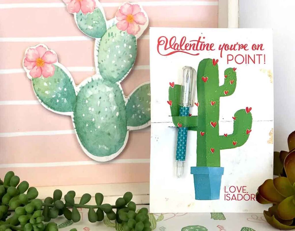 valentine you're on point free pen valentine cactus - The ultimate list of Classroom Valentine Gift Ideas for Kids - Press Print Party!