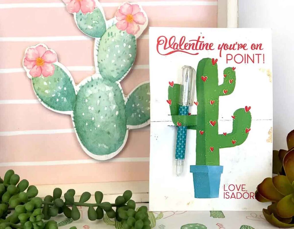 valentine you're on point free pen valentine cactus - The ultimate list of Classroom Valentine Gift Ideas for Kids - Press Print Party!