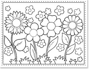 flowers in meadow coloring page for kids - 20 Coloring pages of flowers for kids and adults- new and unique - Press Print Party!
