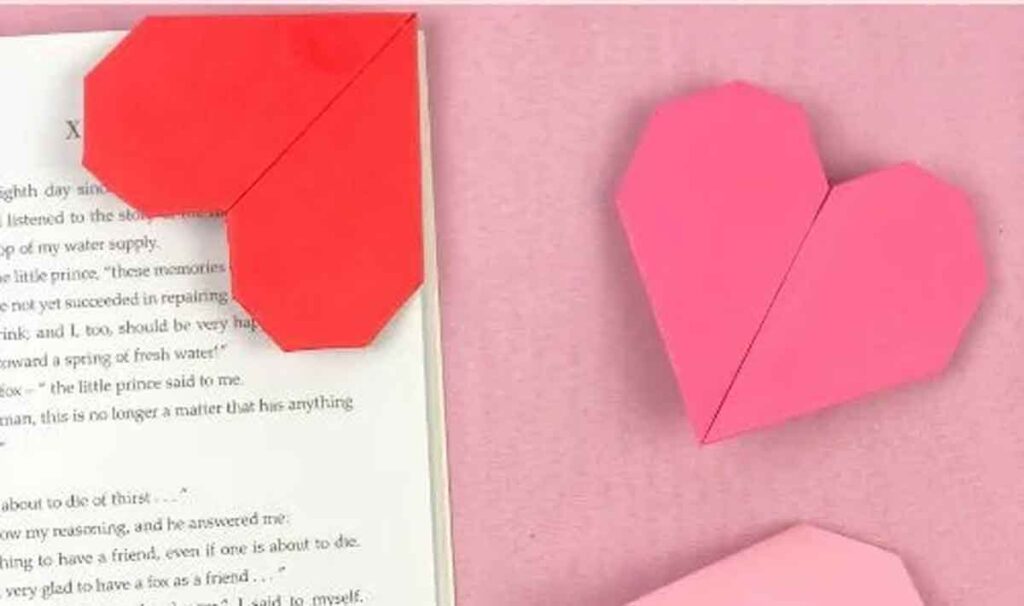 origami heart corner bookmark craft - The ultimate list of Classroom Valentine Gift Ideas for Kids - Press Print Party!