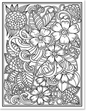 zentangle flowers coloring for adults - 20 Coloring pages of flowers for kids and adults- new and unique - Press Print Party!