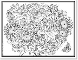 zentangle flower bouquet - 20 Coloring pages of flowers for kids and adults- new and unique - Press Print Party!