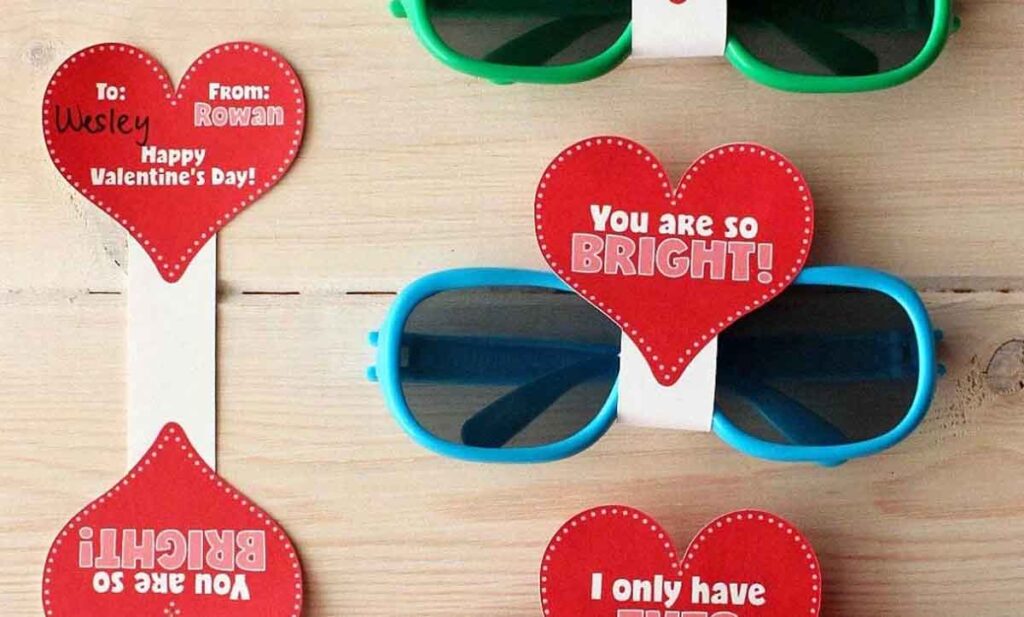sunglasses you are so bright - The ultimate list of Classroom Valentine Gift Ideas for Kids - Press Print Party!
