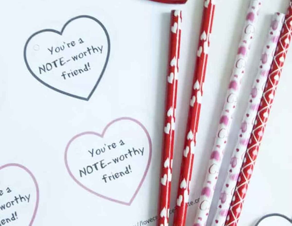 You're a noteworthy friend valentine for notebooks - The ultimate list of Classroom Valentine Gift Ideas for Kids - Press Print Party!