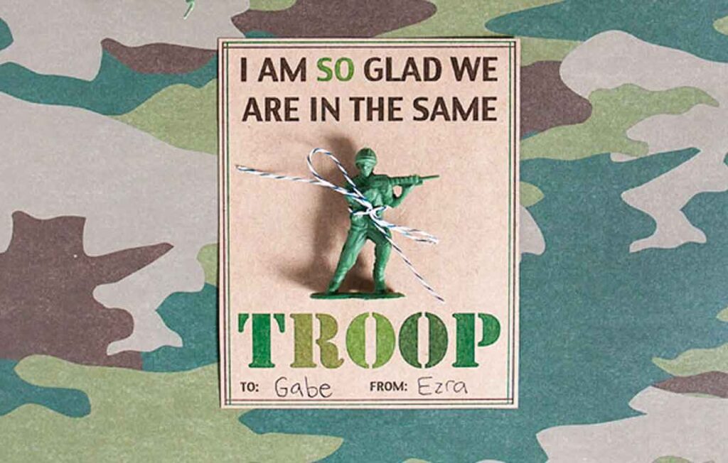 Army men valentines - The ultimate list of Classroom Valentine Gift Ideas for Kids - Press Print Party!