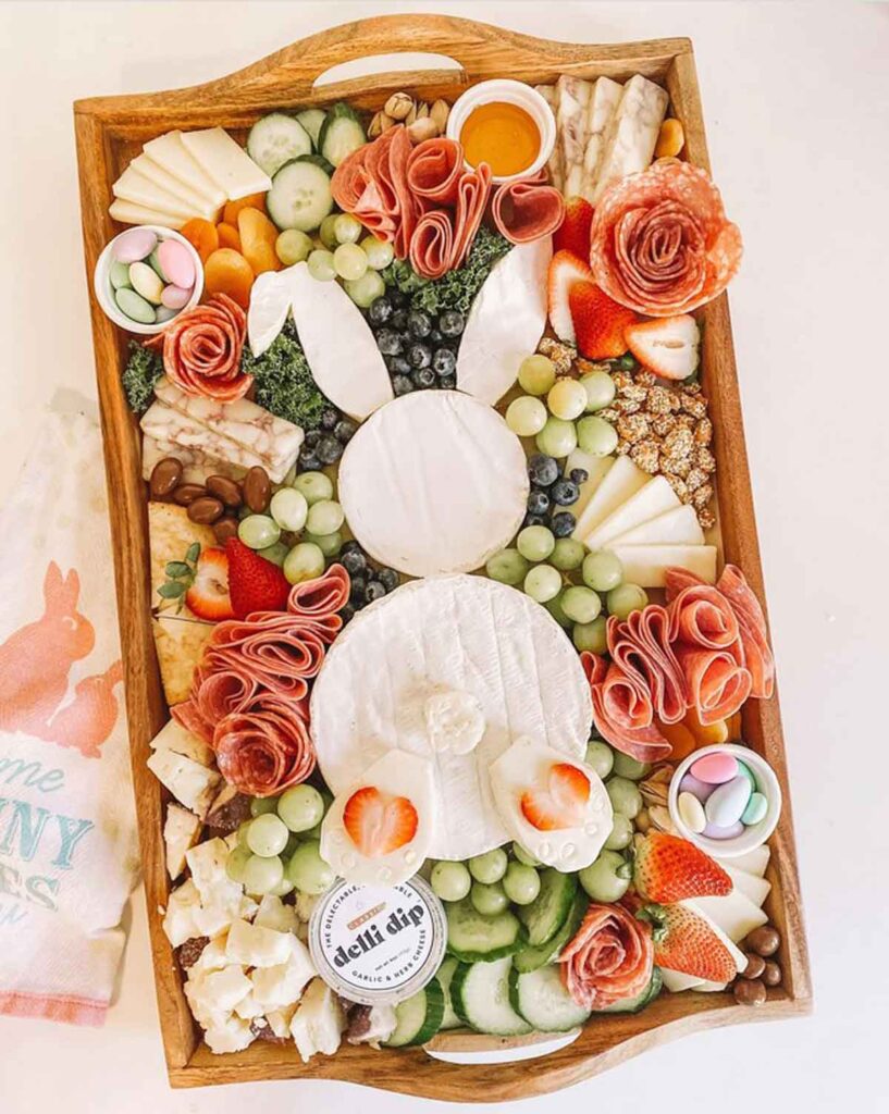 bunny camembert easter charcuterie- Beautiful Easter Charcuterie Board Ideas - Press Print Party